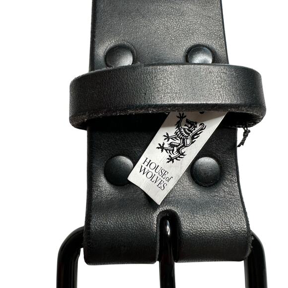 HOUSE OF WOLVES Black Leather Thick Belt Waist NWT Moto - Picture 5 of 8